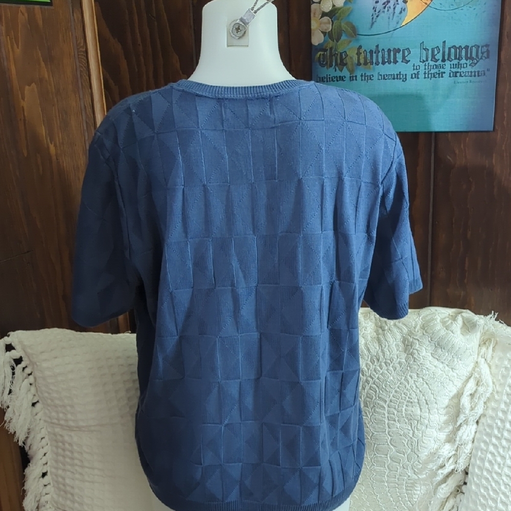 💙 Textured Knit Short Sleeve Pullover – Blue | Size XL | Fred Dunner 💙 - Picture 3 of 16